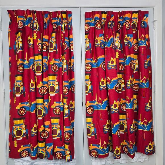 4 Vintage 70s Old Time Automobile Custom Pinch Pleat Curtain Panels Drapes 43x65 - Picture 2 of 16